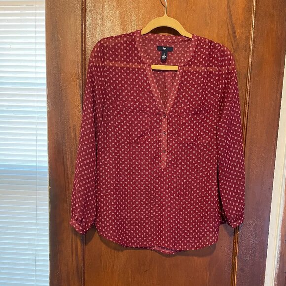 Gap Burgundy Sheer Top Size Small - Picture 1 of 3